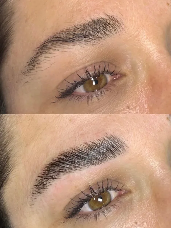 Before and after brow lamination result